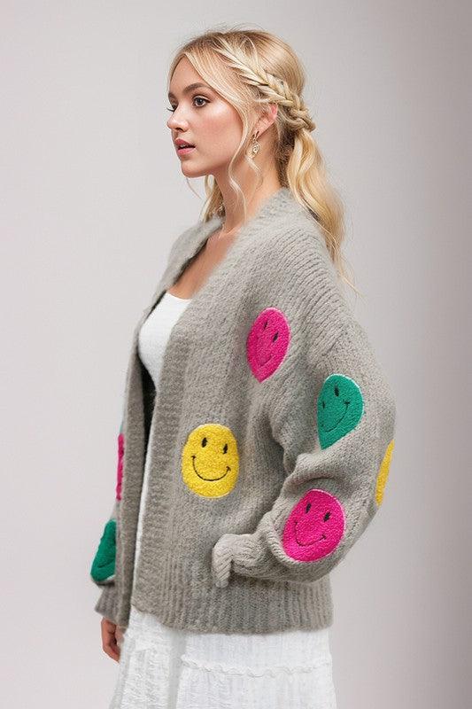 The Fuzzy Smile Long Bell Sleeve Knit Cardigan - Leur Beau Monde Boutique