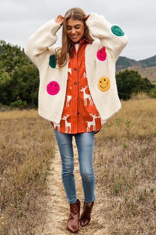 The Fuzzy Smile Long Bell Sleeve Knit Cardigan - Leur Beau Monde Boutique