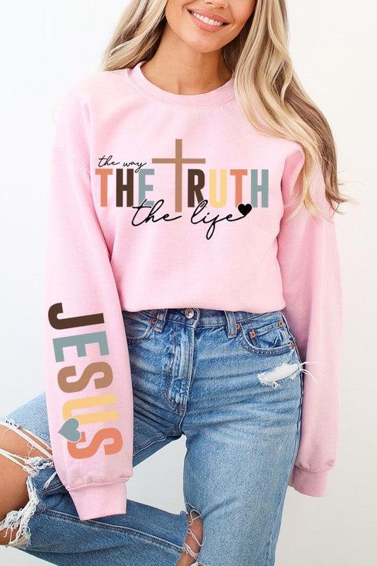 The Way Truth Sleeve Graphic Fleece Sweatshirts - Leur Beau Monde Boutique