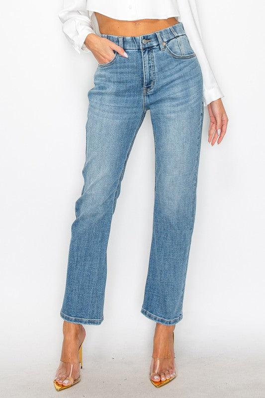 TUMMY CONTROL HIGH RISE STRAIGHT JEANS - Leur Beau Monde Boutique