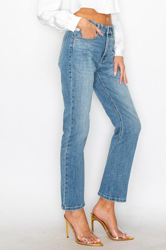 TUMMY CONTROL HIGH RISE STRAIGHT JEANS - Leur Beau Monde Boutique