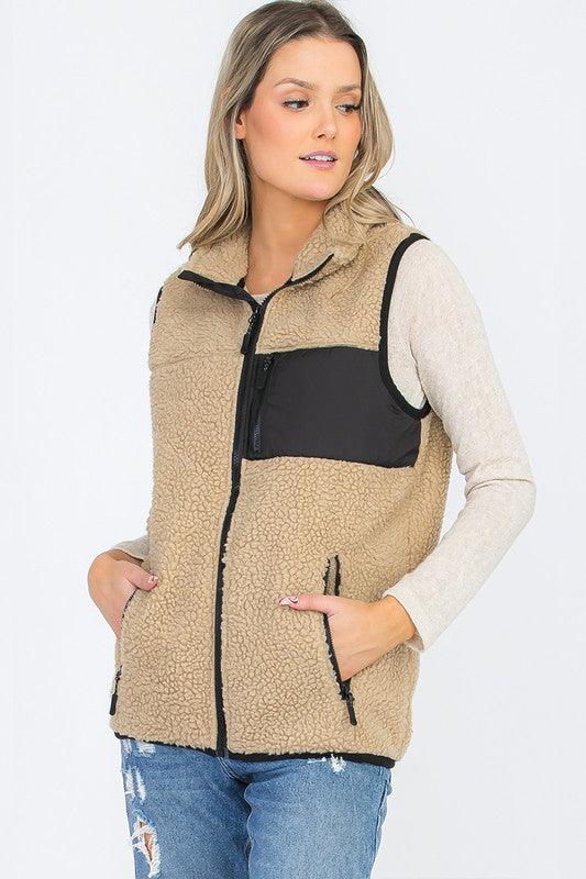 UNISEX WOMENS SHERPA FLEECE VEST TOP JACKET - Leur Beau Monde Boutique