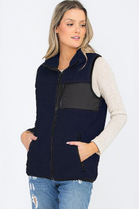 UNISEX WOMENS SHERPA FLEECE VEST TOP JACKET - Leur Beau Monde Boutique