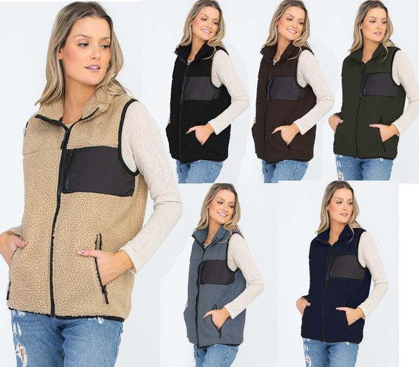 UNISEX WOMENS SHERPA FLEECE VEST TOP JACKET - Leur Beau Monde Boutique