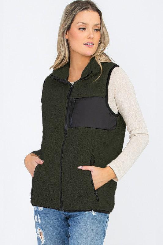 UNISEX WOMENS SHERPA FLEECE VEST TOP JACKET - Leur Beau Monde Boutique