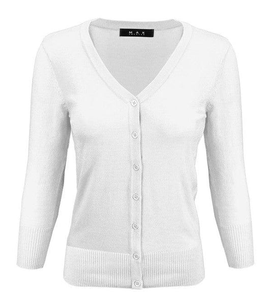 V-Neck Button Down Knit Cardigan Sweater - Leur Beau Monde Boutique