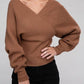 Viscose Cross Wrap Pullover Sweater - Leur Beau Monde Boutique