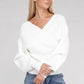 Viscose Cross Wrap Pullover Sweater - Leur Beau Monde Boutique