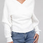 Viscose Cross Wrap Pullover Sweater - Leur Beau Monde Boutique