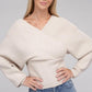 Viscose Cross Wrap Pullover Sweater - Leur Beau Monde Boutique