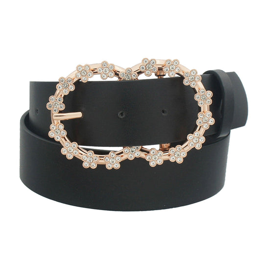 3d Rhinestone Flower Double Circle Belt - Leur Beau Monde Boutique