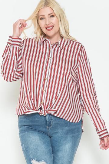 Multi Stripe Side Slit Cotton Shirt - Leur Beau Monde Boutique