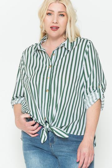 Multi Stripe Side Slit Cotton Shirt - Leur Beau Monde Boutique