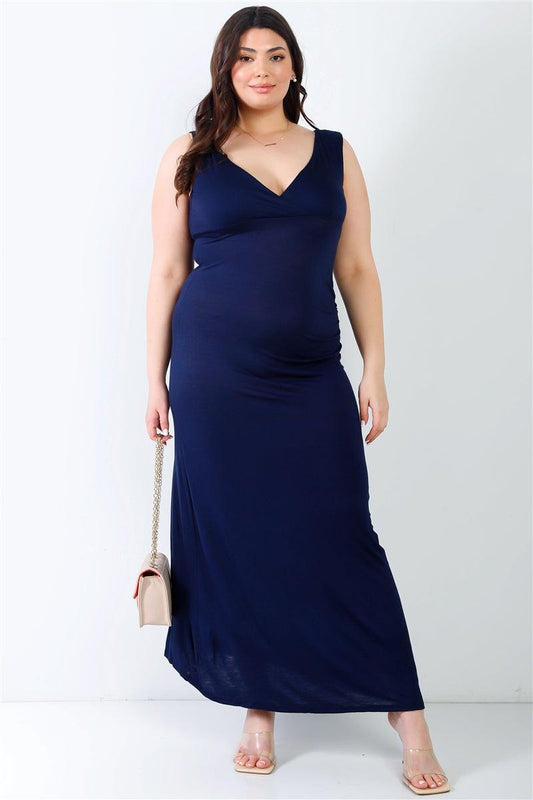 Plus V-neck Sleeveless Maxi Dress - Leur Beau Monde Boutique