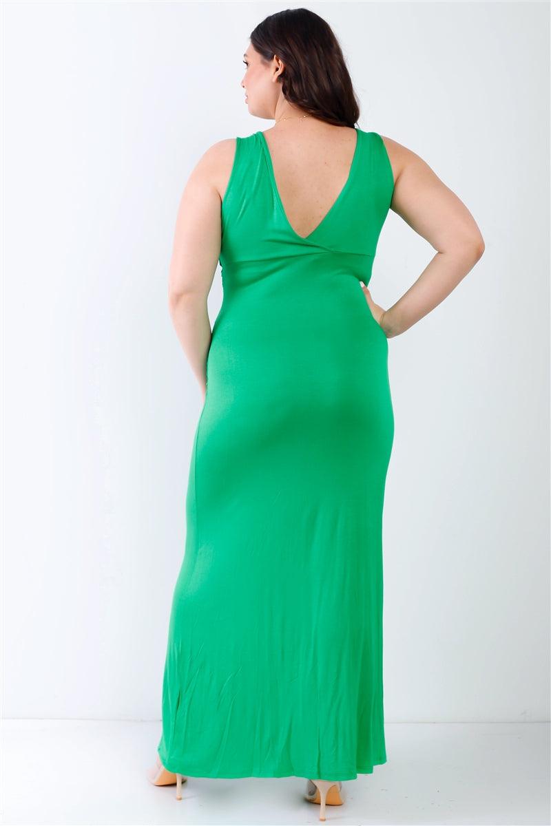 Plus V-neck Sleeveless Maxi Dress - Leur Beau Monde Boutique