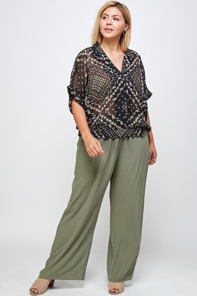 Solid Full Length Wide Leg Palazzo Pants - Leur Beau Monde Boutique