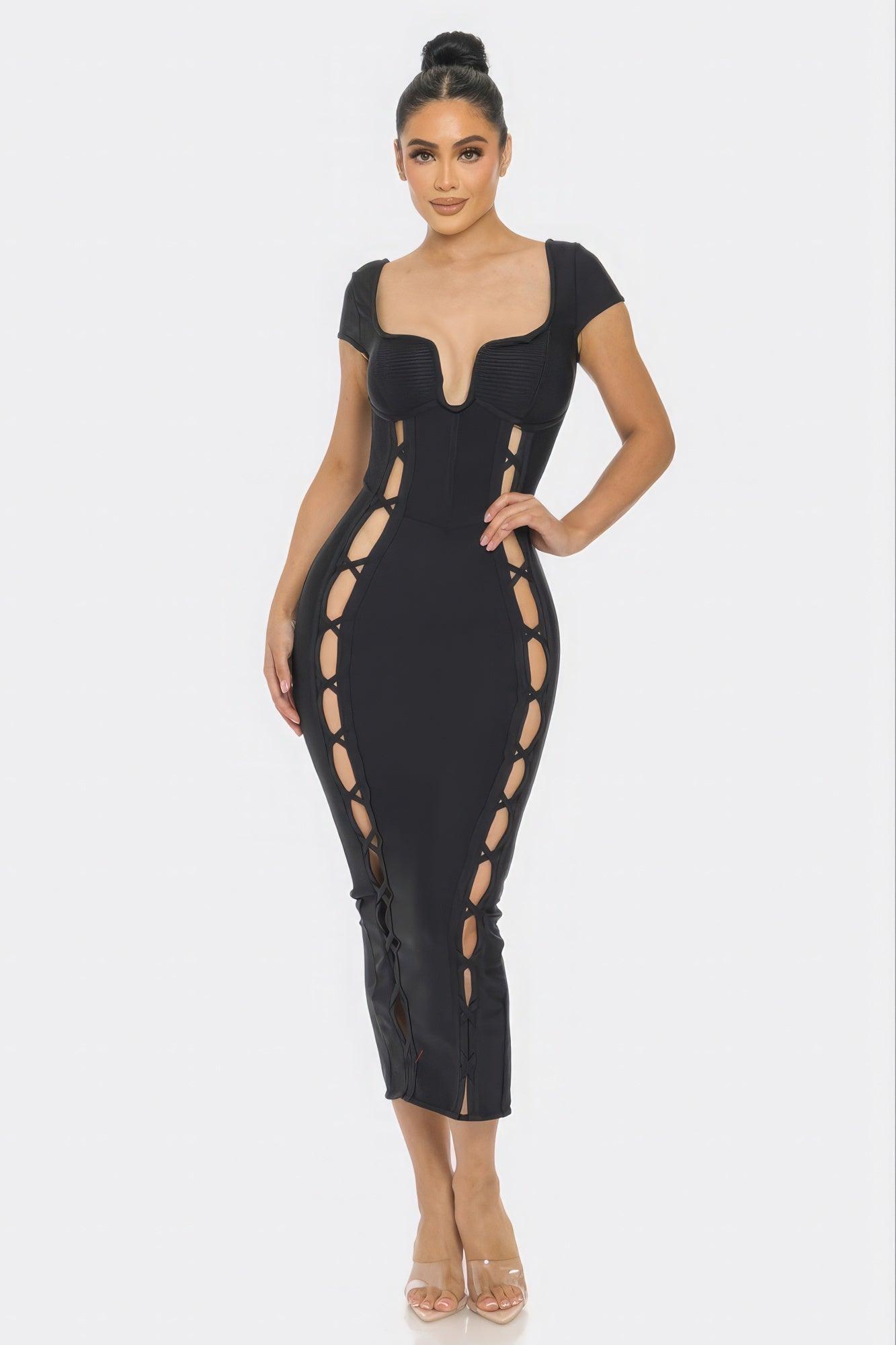 Bandage Midi Dress - Leur Beau Monde Boutique