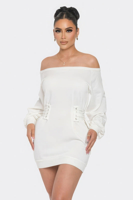 Off Shoulder Mini Dress - Leur Beau Monde Boutique