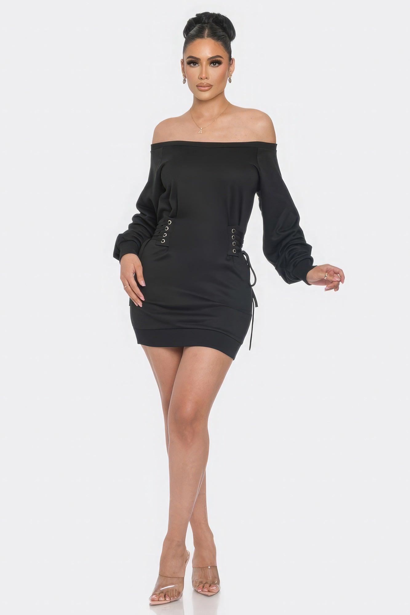 Off Shoulder Mini Dress - Leur Beau Monde Boutique