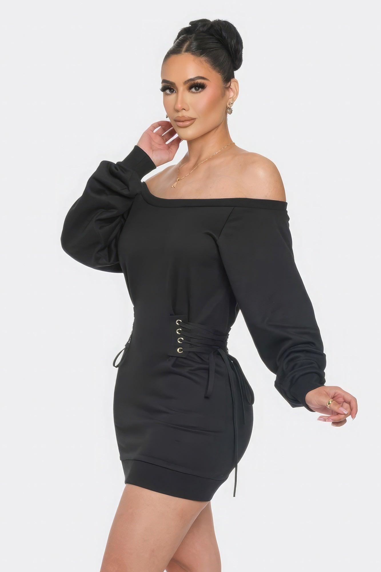 Off Shoulder Mini Dress - Leur Beau Monde Boutique