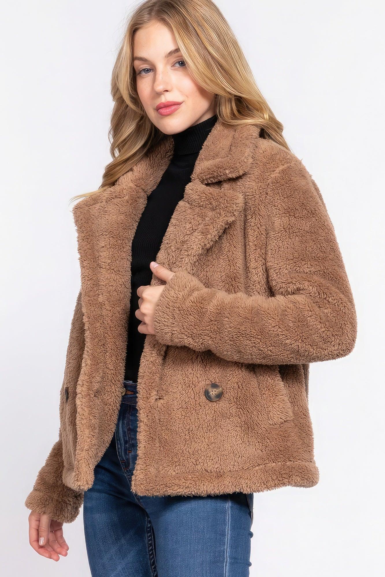 Faux Fur Sherpa Jacket - Leur Beau Monde Boutique