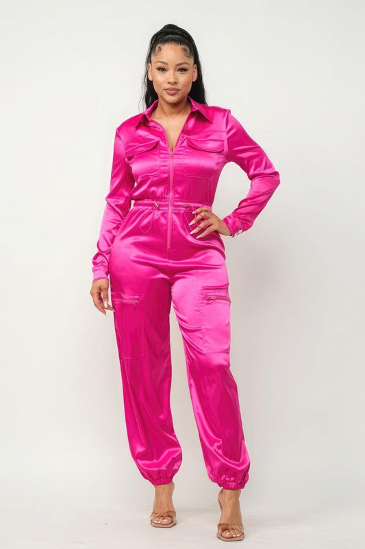 Front Zipper Pockets Top And Pants Jumpsuit - Leur Beau Monde Boutique