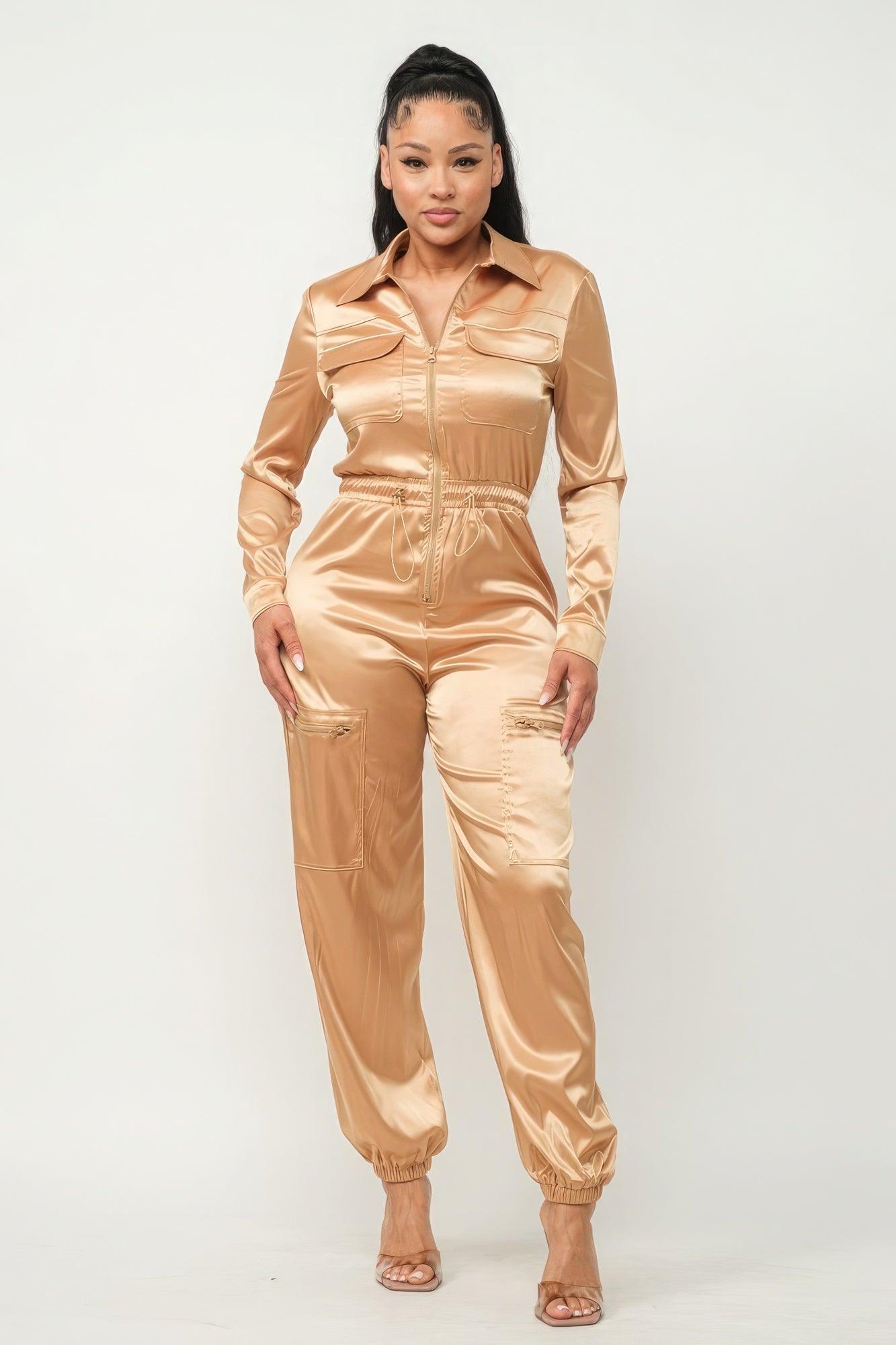 Front Zipper Pockets Top And Pants Jumpsuit - Leur Beau Monde Boutique