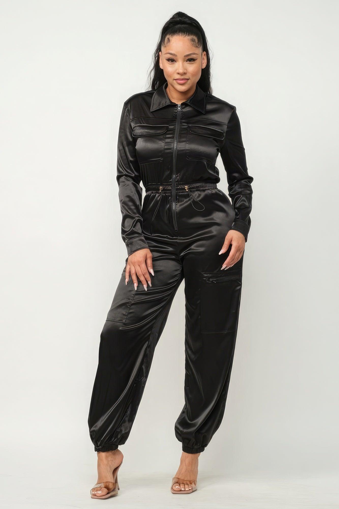 Front Zipper Pockets Top And Pants Jumpsuit - Leur Beau Monde Boutique