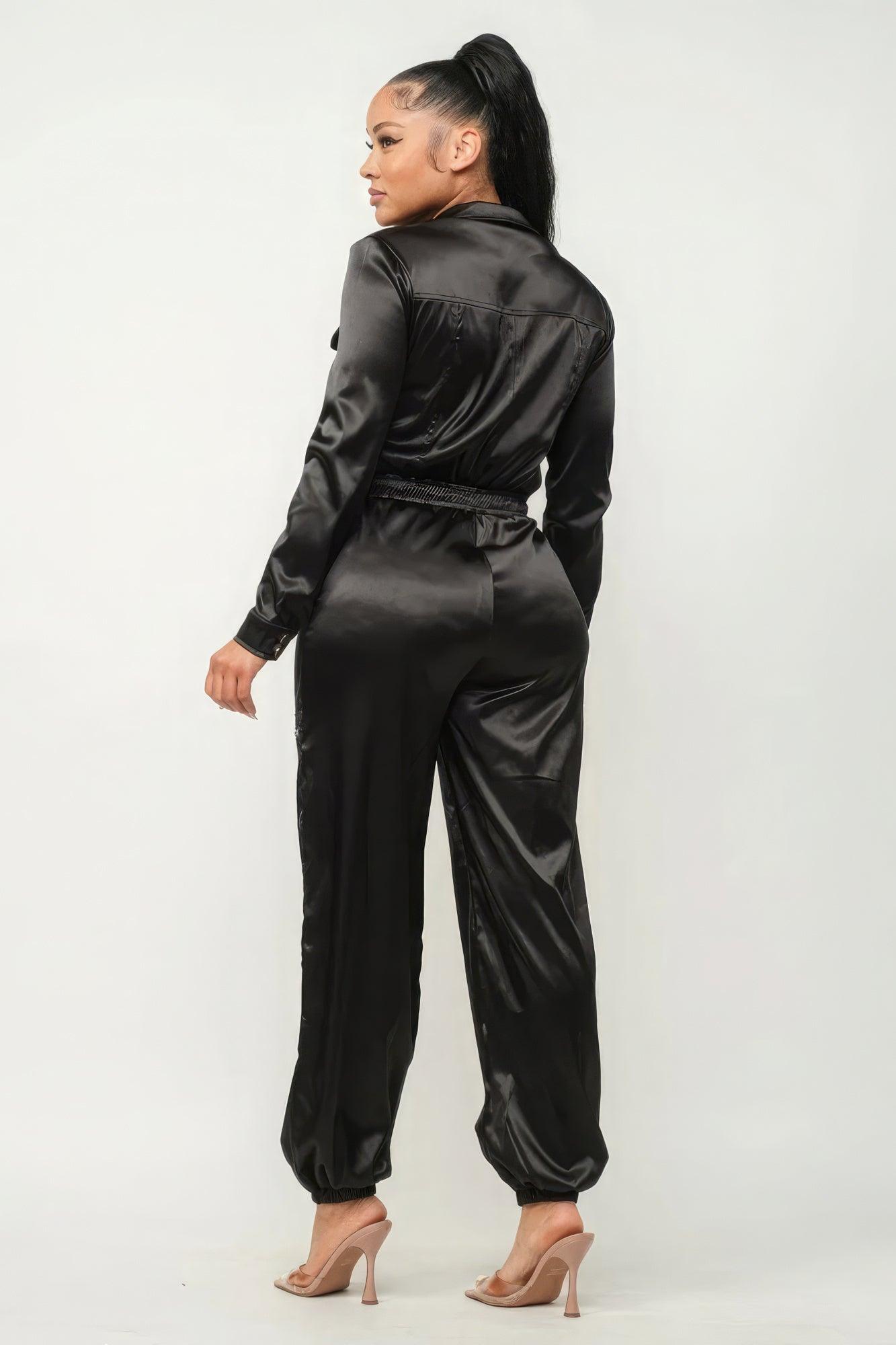 Front Zipper Pockets Top And Pants Jumpsuit - Leur Beau Monde Boutique