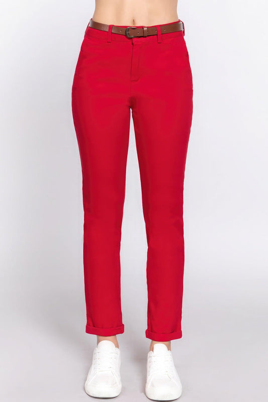 Cotton-span Twill Belted Long Pants - Leur Beau Monde Boutique