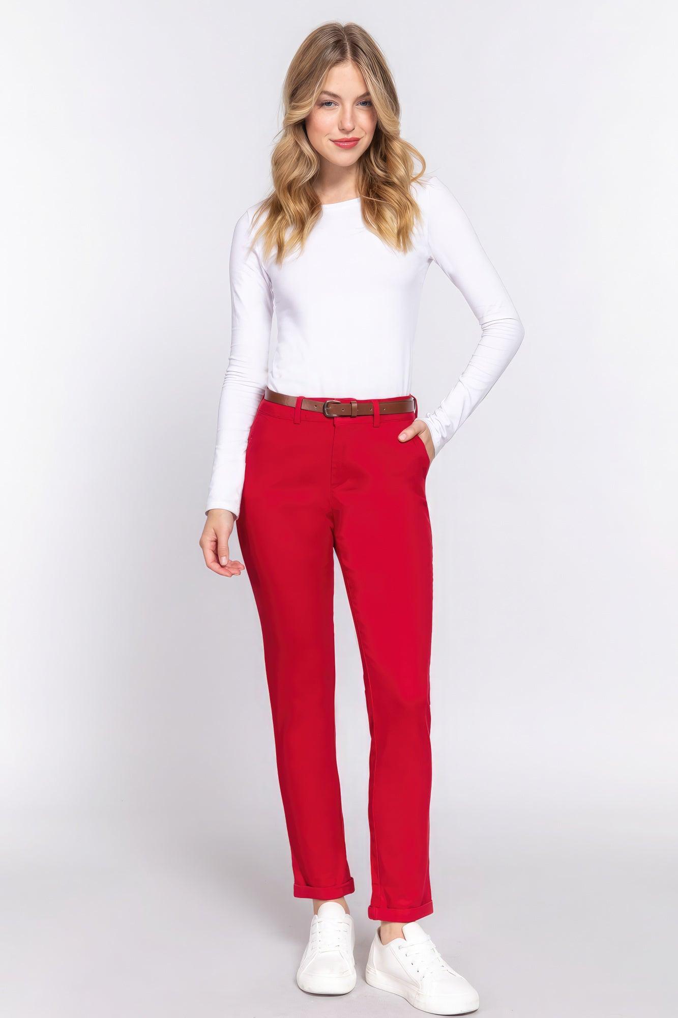 Cotton-span Twill Belted Long Pants - Leur Beau Monde Boutique