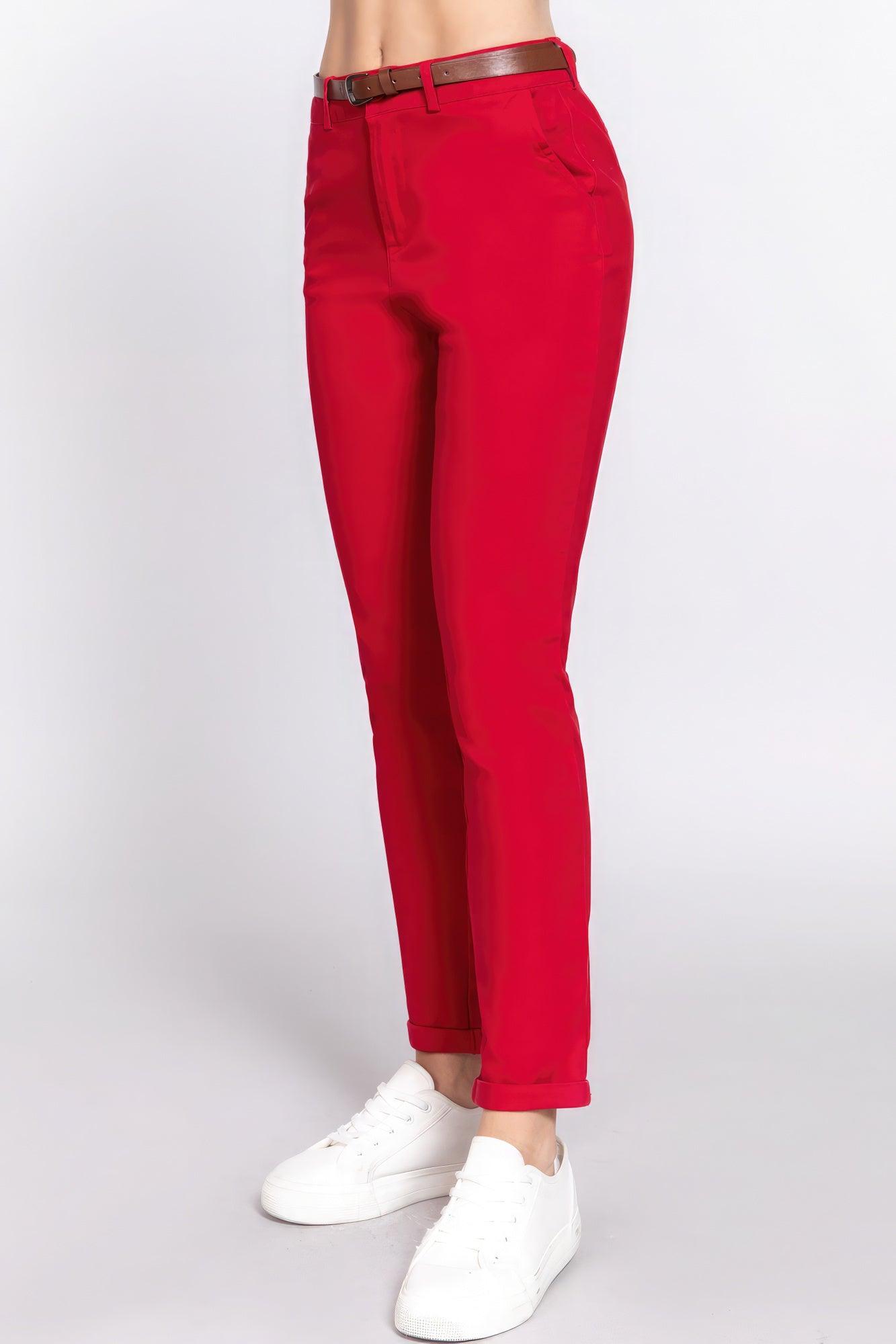 Cotton-span Twill Belted Long Pants - Leur Beau Monde Boutique