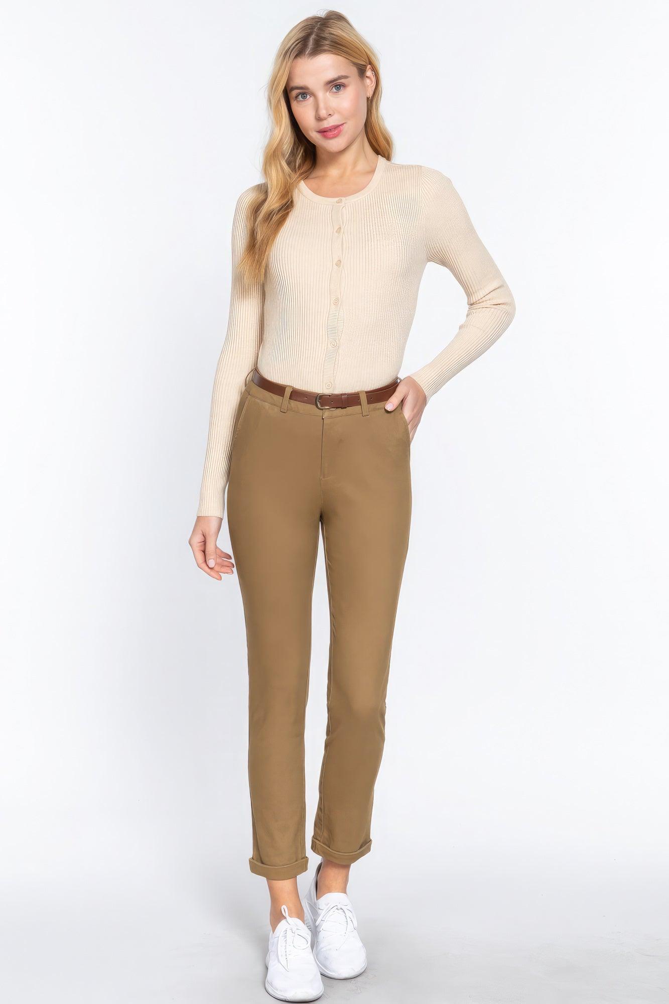 Cotton-span Twill Belted Long Pants - Leur Beau Monde Boutique