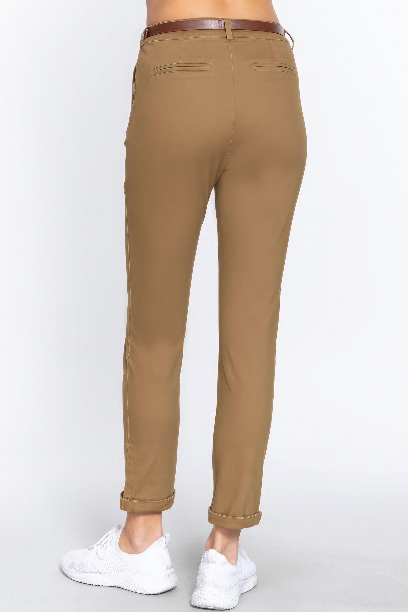 Cotton-span Twill Belted Long Pants - Leur Beau Monde Boutique