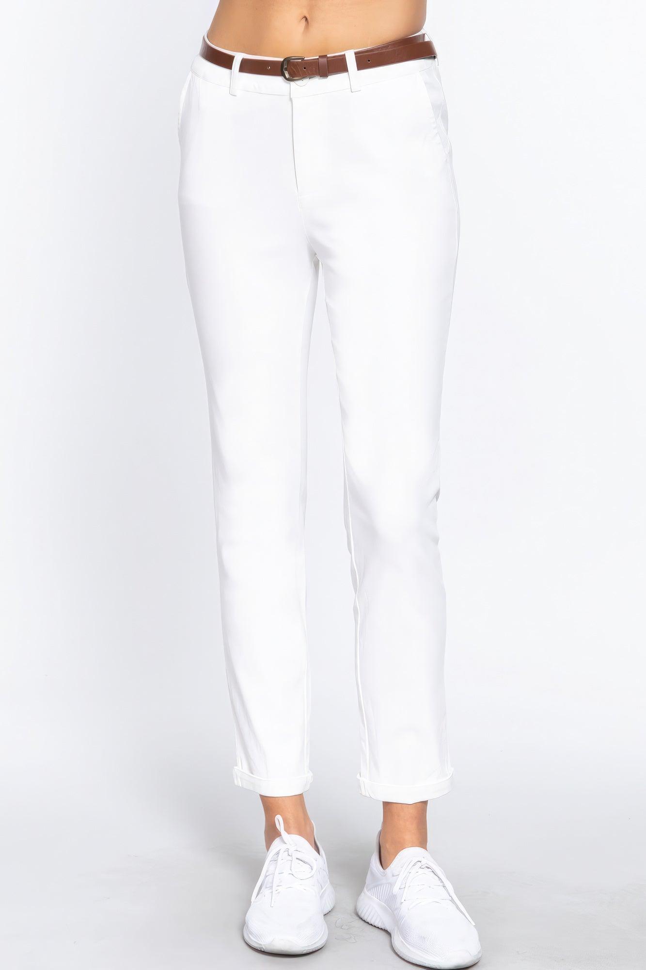 Cotton-span Twill Belted Long Pants - Leur Beau Monde Boutique