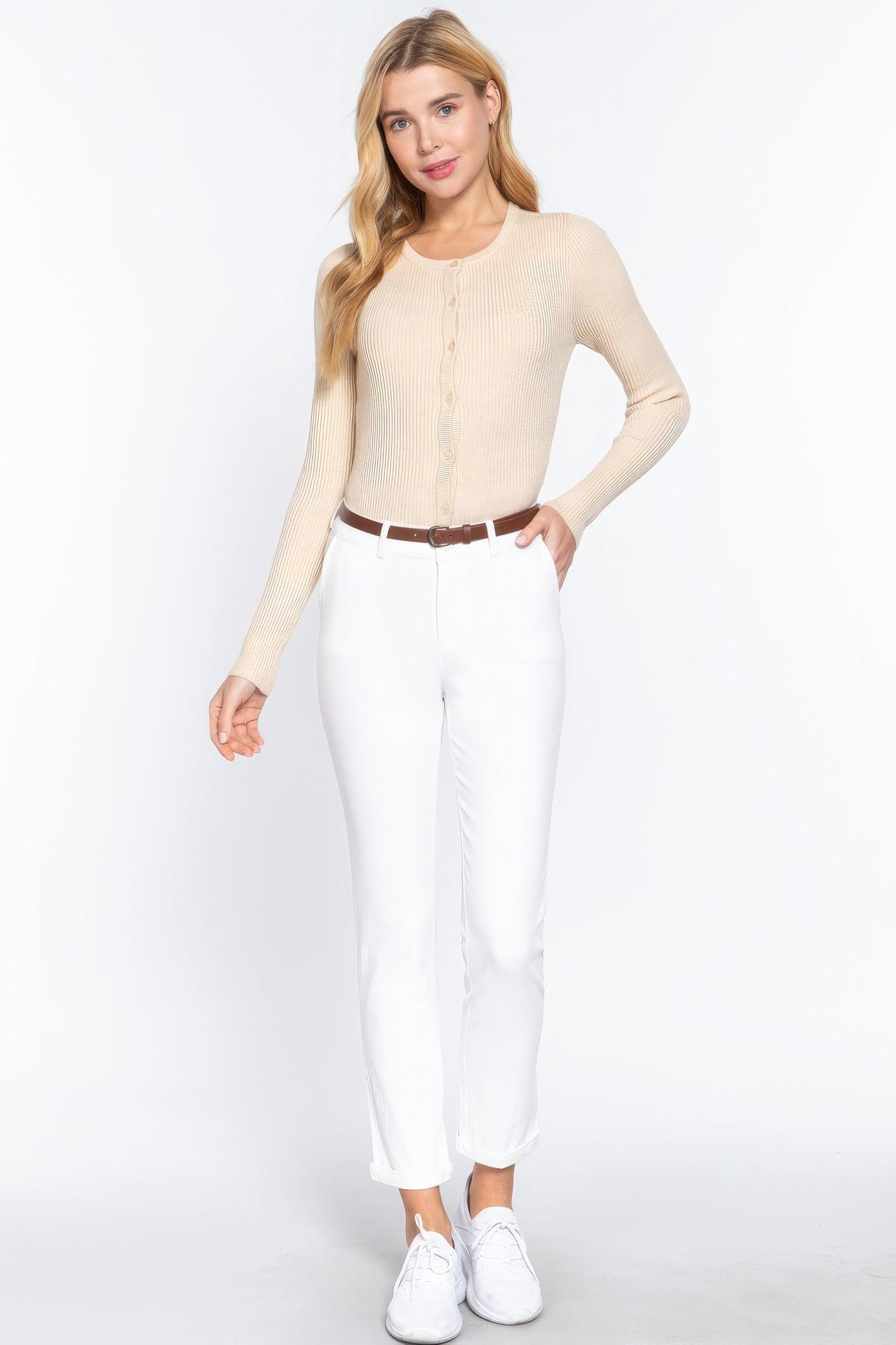 Cotton-span Twill Belted Long Pants - Leur Beau Monde Boutique