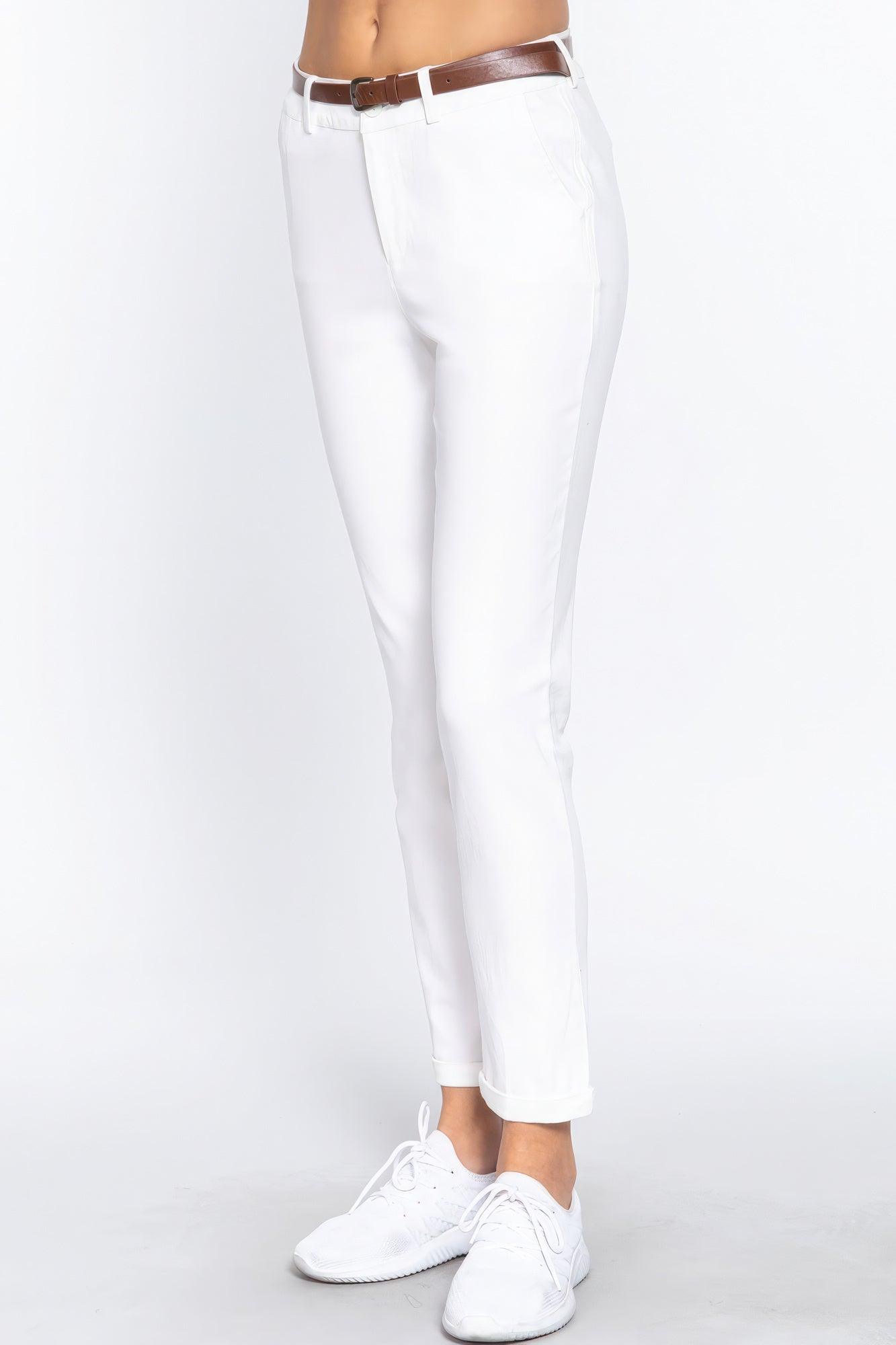 Cotton-span Twill Belted Long Pants - Leur Beau Monde Boutique