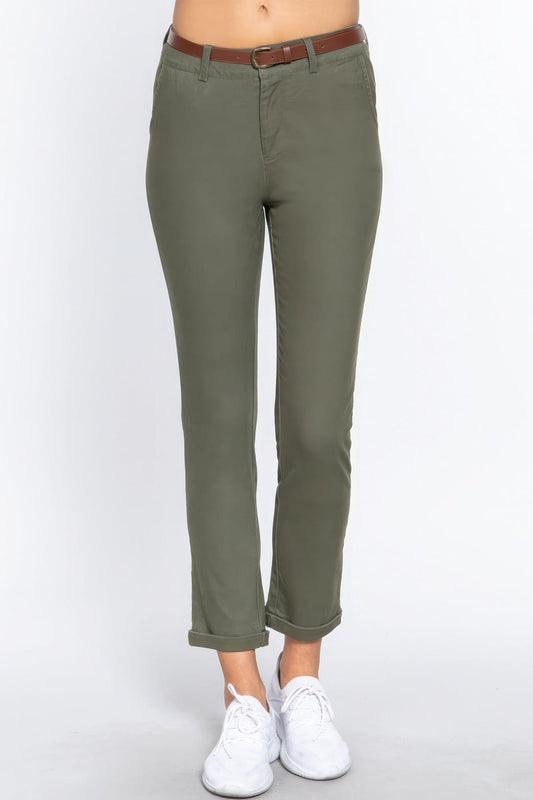 Cotton-span Twill Belted Long Pants - Leur Beau Monde Boutique