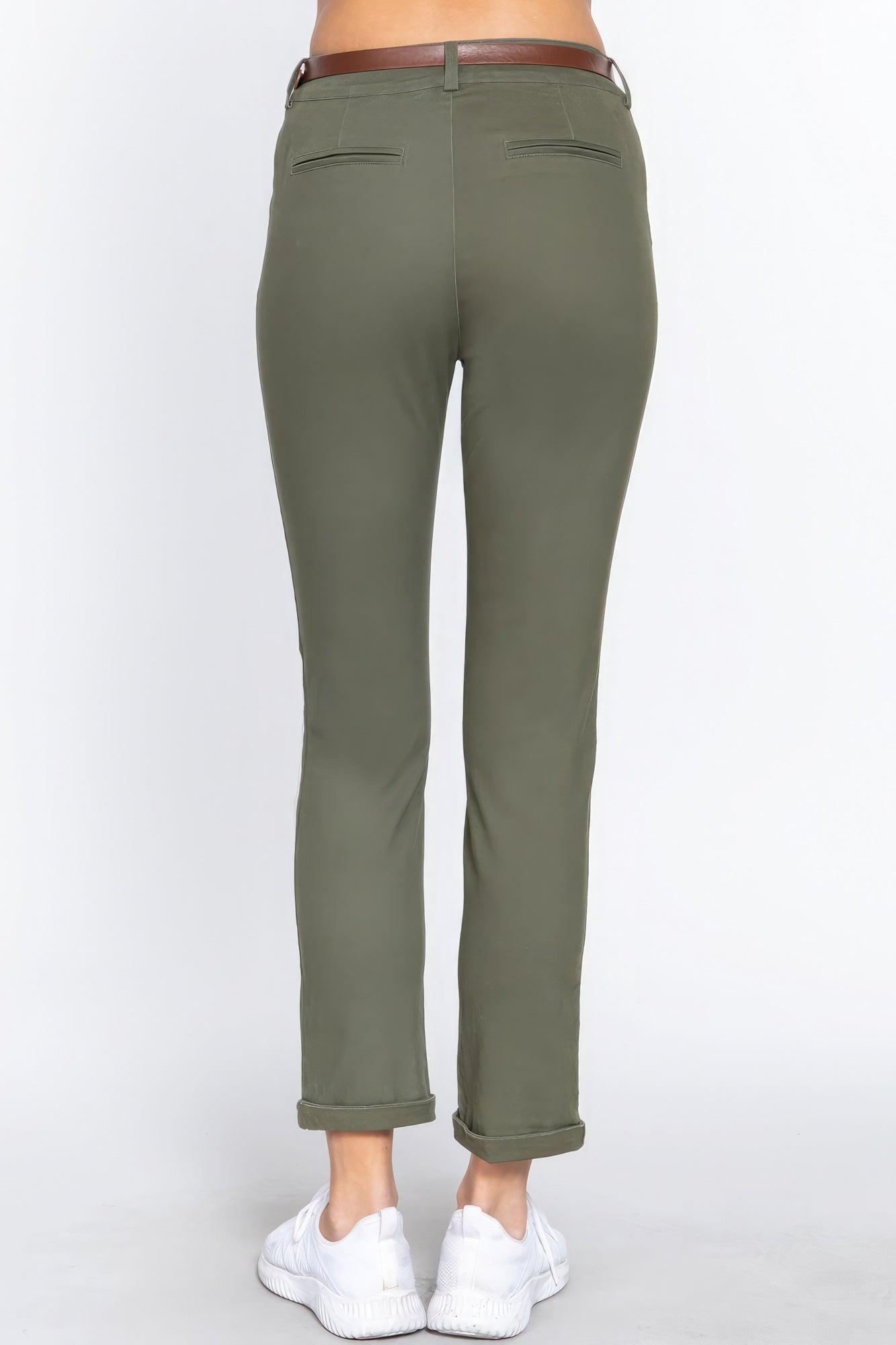 Cotton-span Twill Belted Long Pants - Leur Beau Monde Boutique