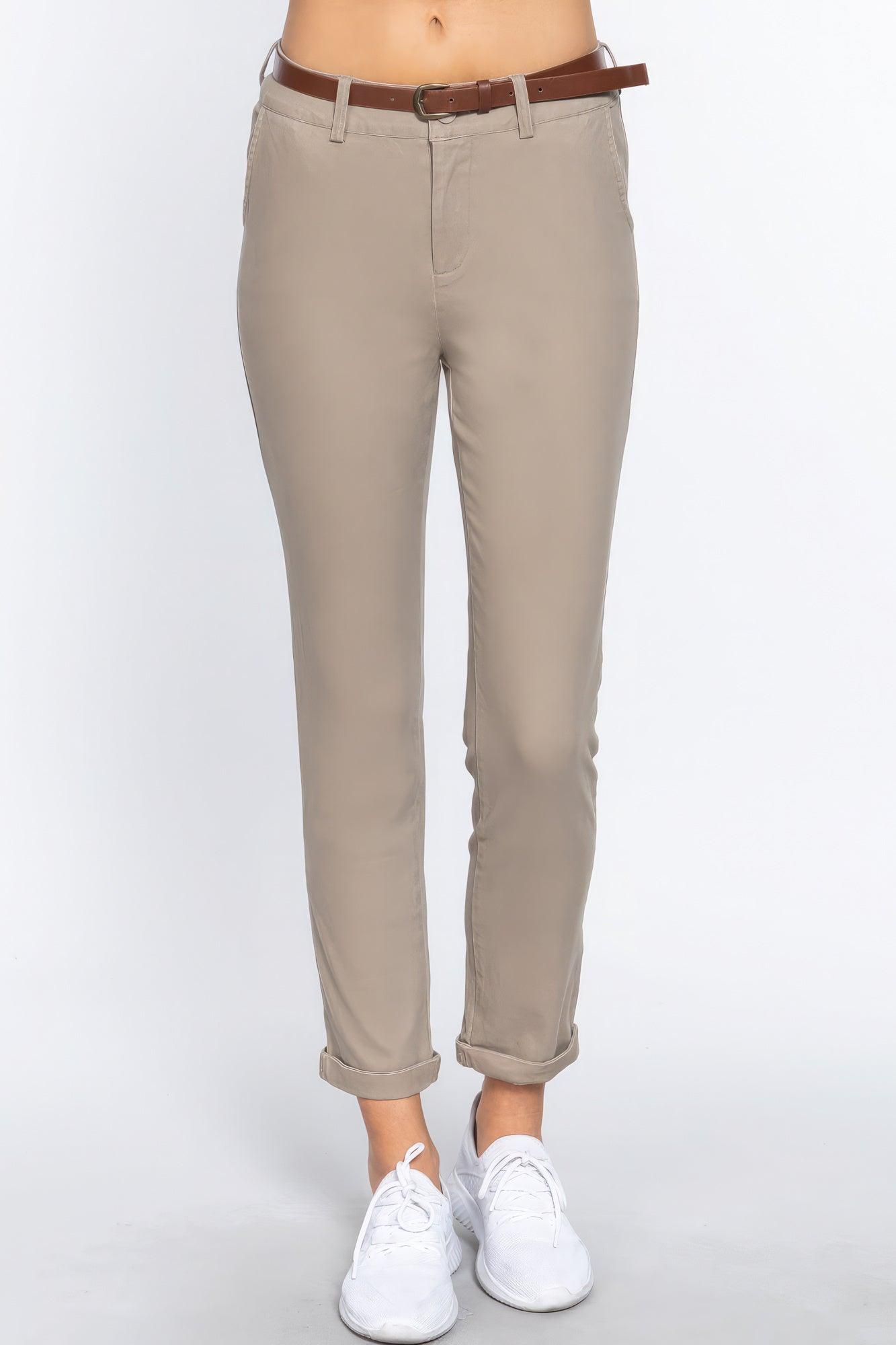 Cotton-span Twill Belted Long Pants - Leur Beau Monde Boutique