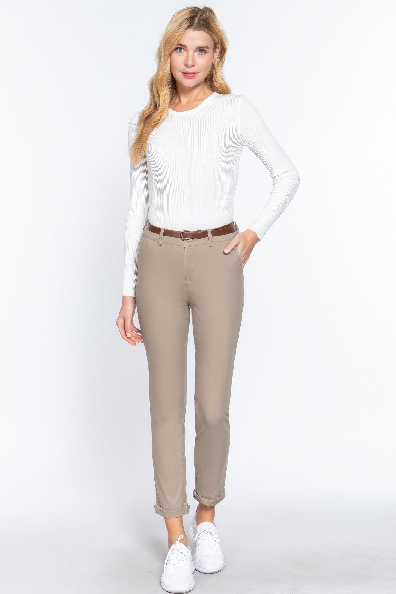 Cotton-span Twill Belted Long Pants - Leur Beau Monde Boutique