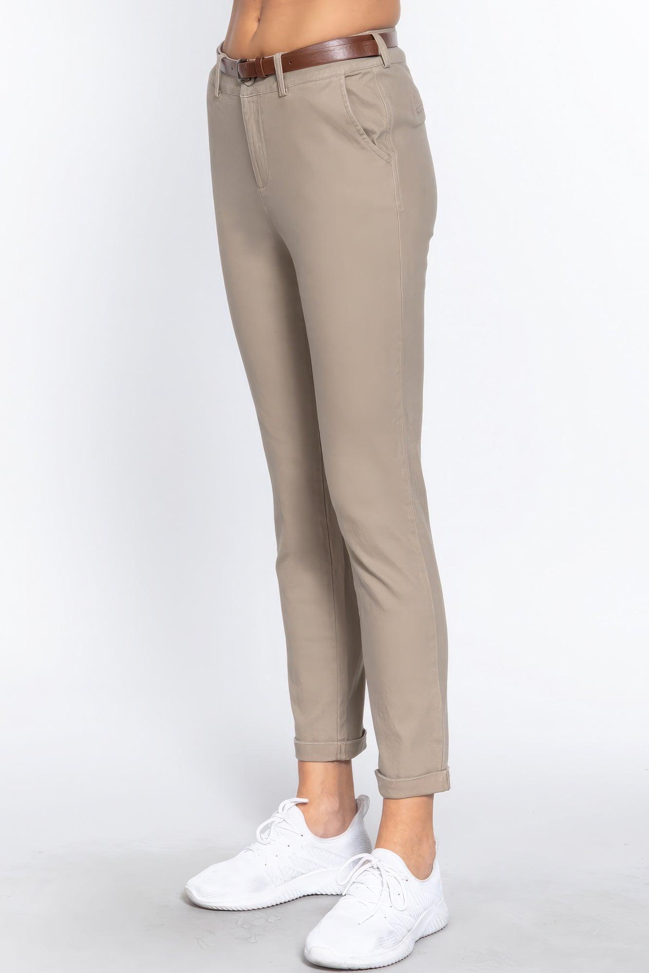 Cotton-span Twill Belted Long Pants - Leur Beau Monde Boutique