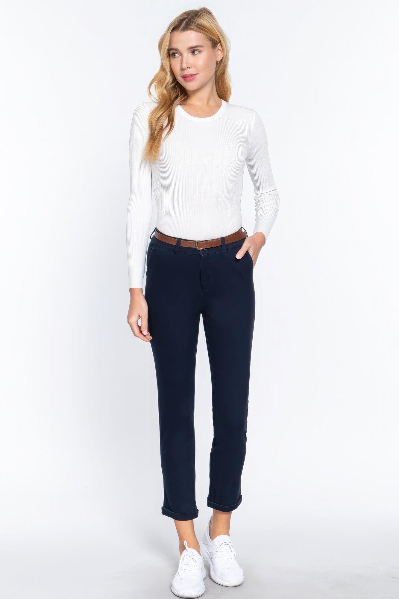 Cotton-span Twill Belted Long Pants - Leur Beau Monde Boutique