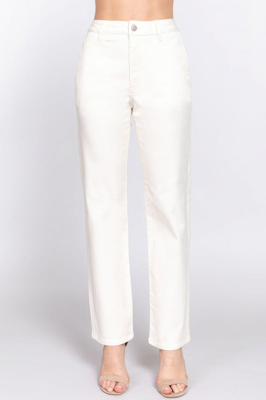 Straight Fit Twill Long Pants - Leur Beau Monde Boutique