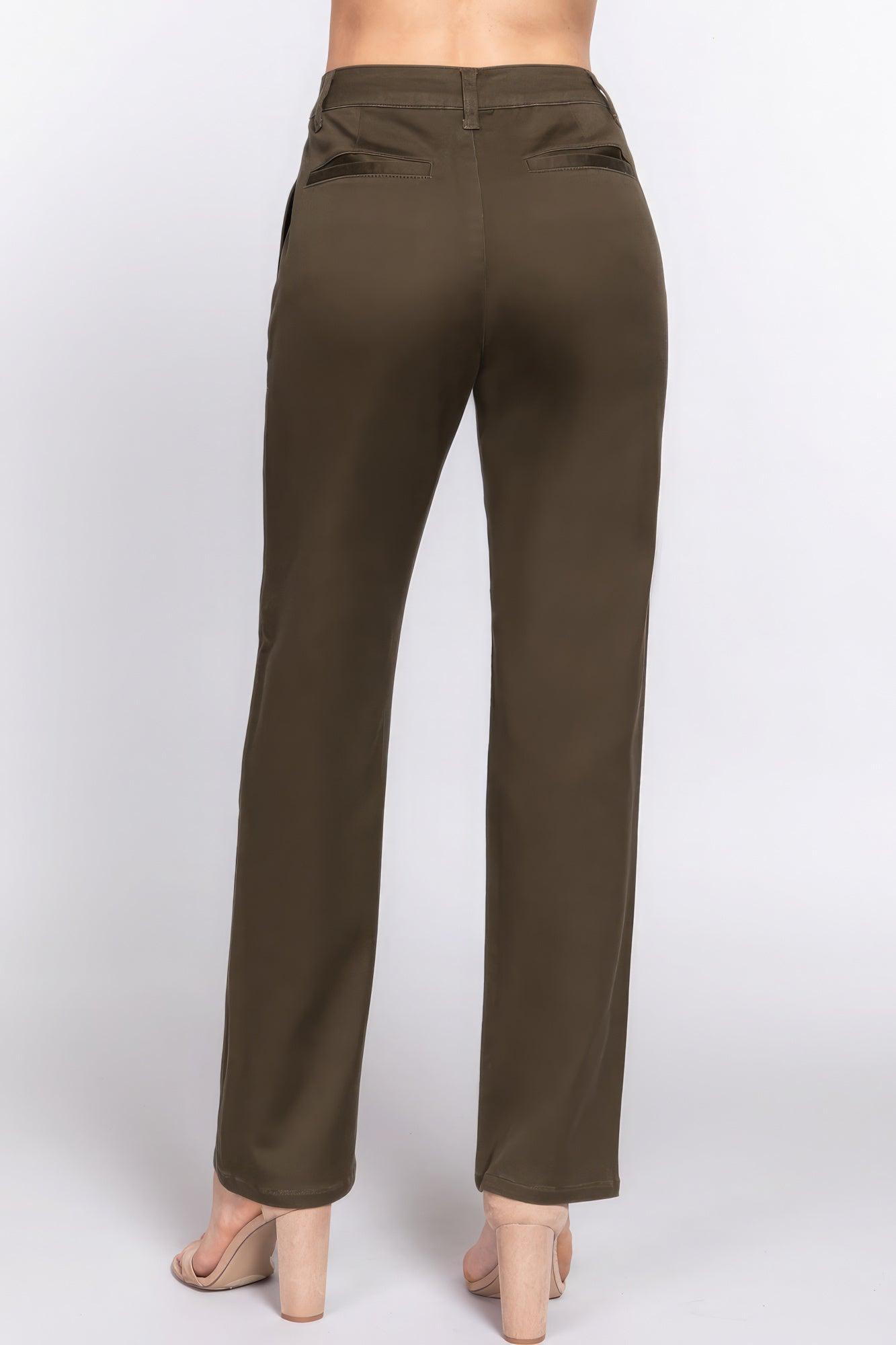 Straight Fit Twill Long Pants - Leur Beau Monde Boutique