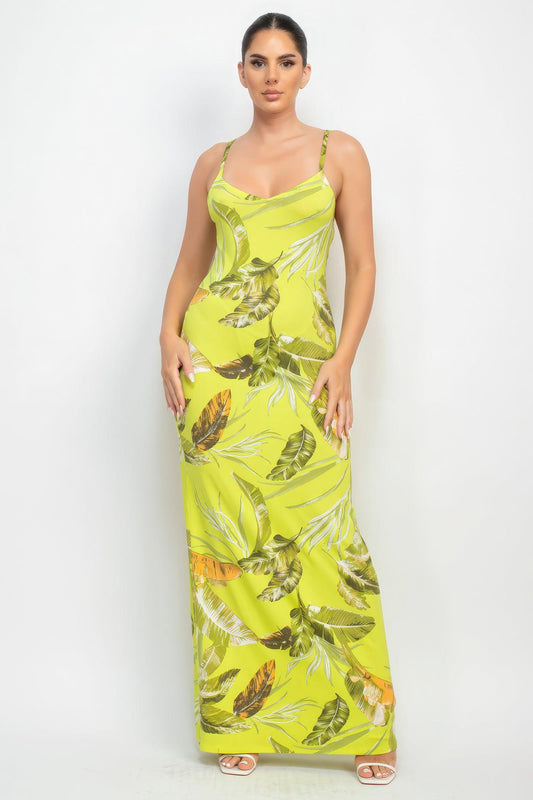 Scoop Tropical Print Maxi Dress - Leur Beau Monde Boutique