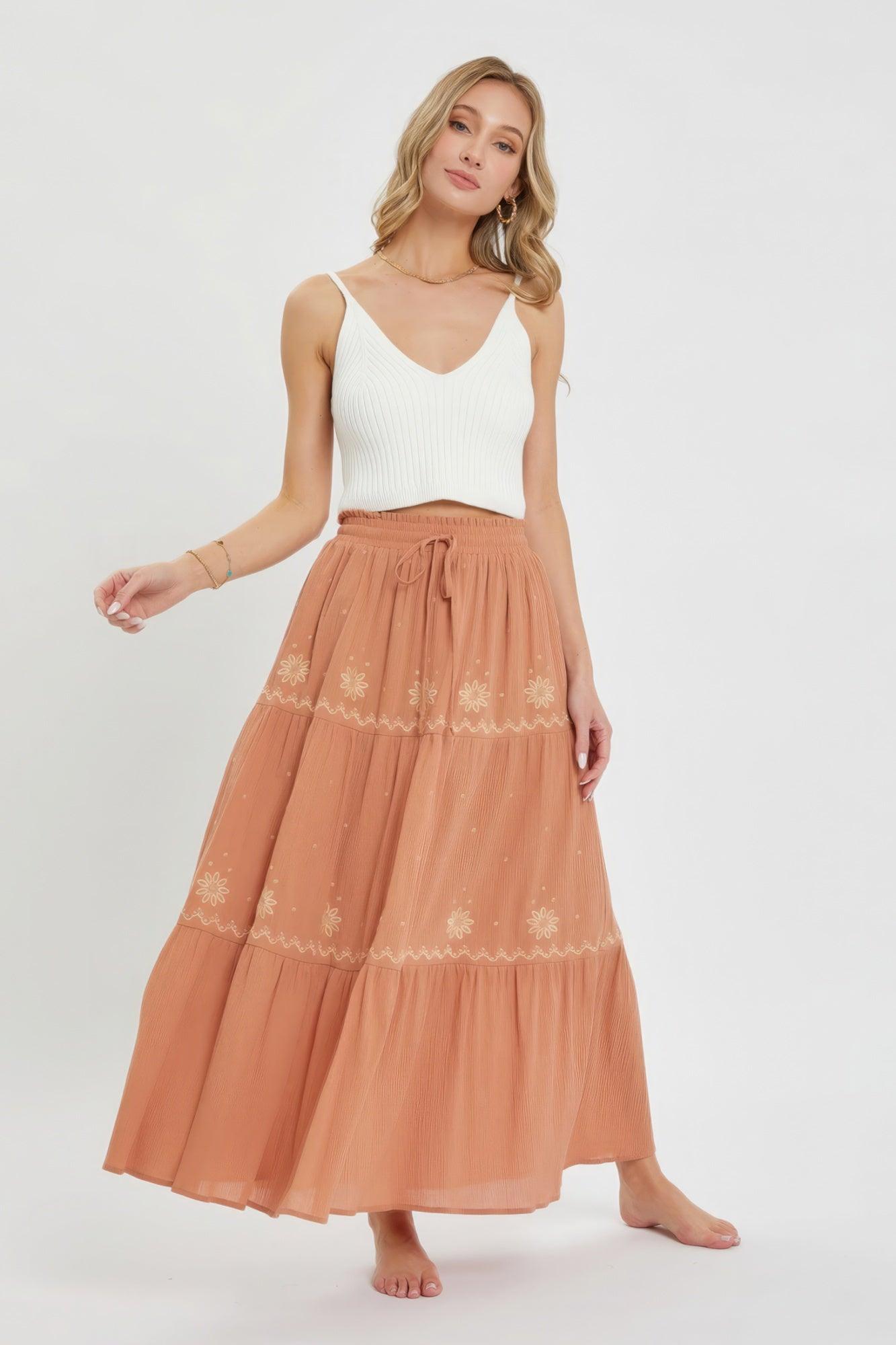 Embroidery Maxi Skirts - Leur Beau Monde Boutique