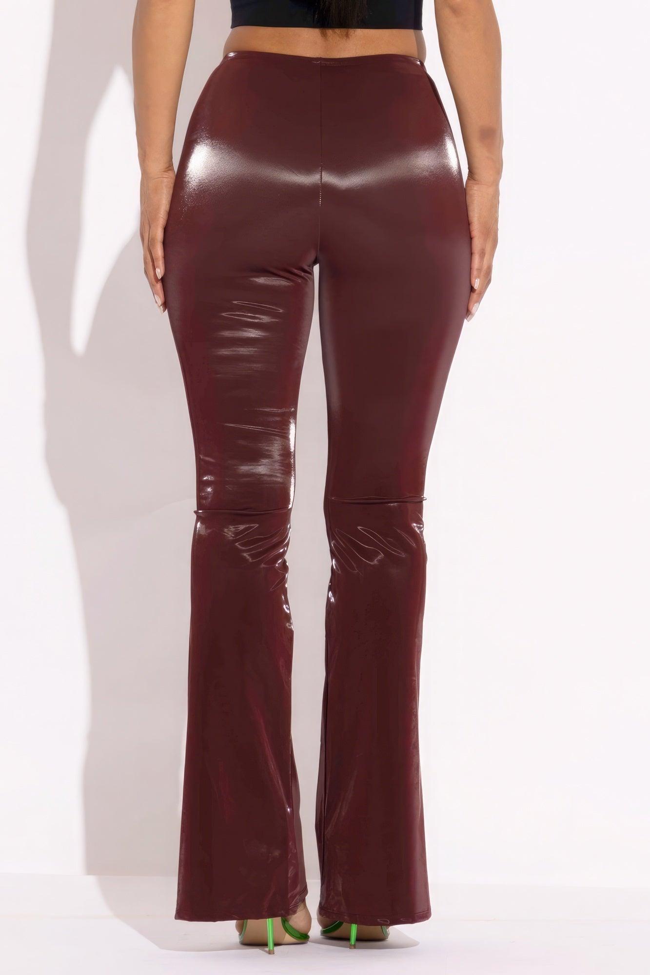 Velvet Pu Flared Pants - Leur Beau Monde Boutique