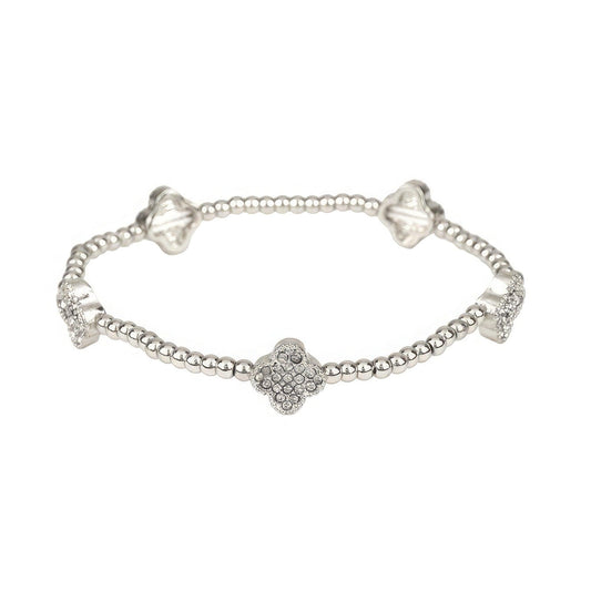 Metal Flower Station Stretch Bracelet - Leur Beau Monde Boutique