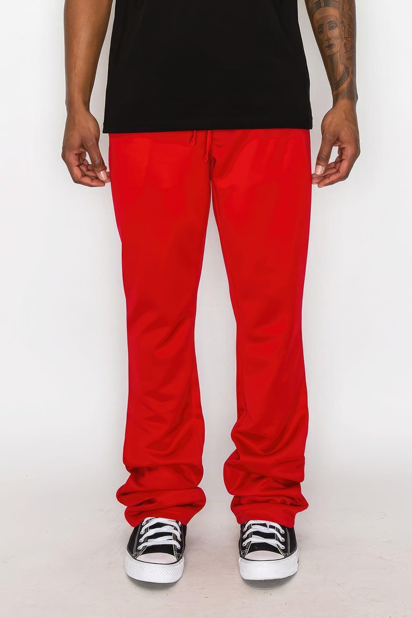 Solid Flare Stacked Track Pants - Leur Beau Monde Boutique